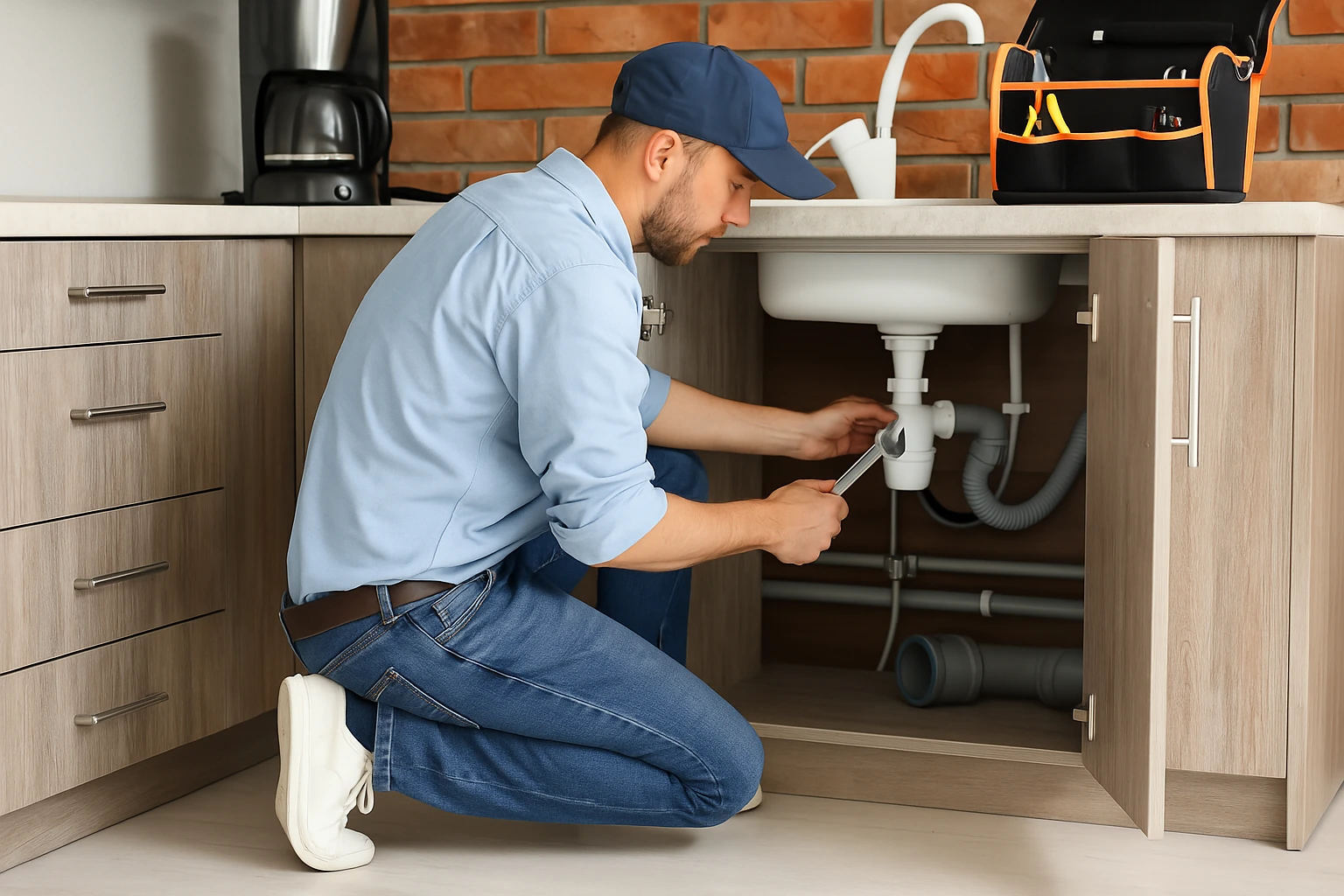 Home service technician working at a new job from a pay-per click campaign