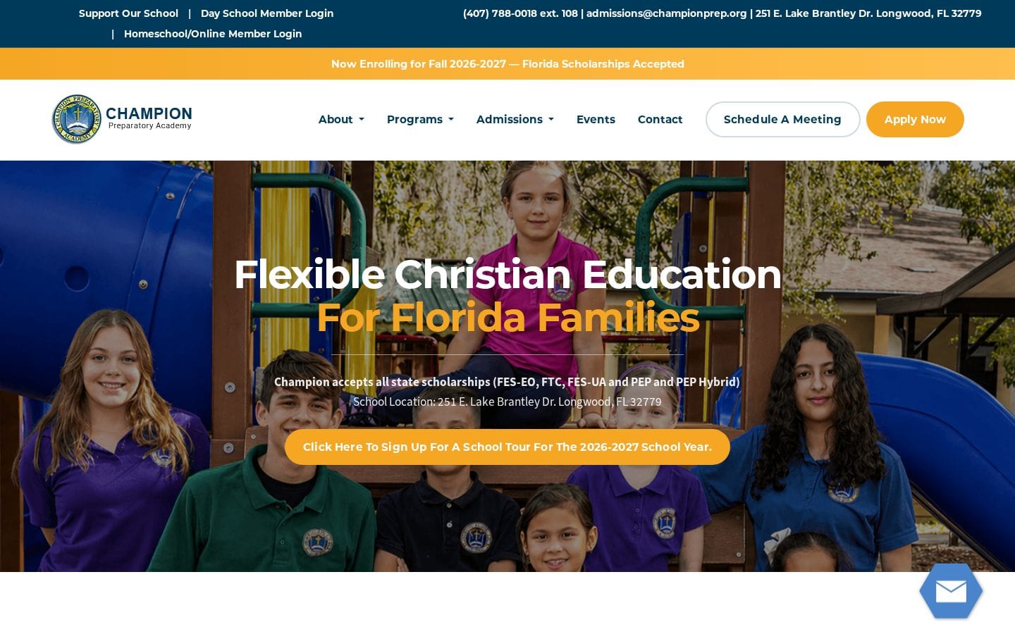 Homepage screenshot of Champion Preparatory Academy