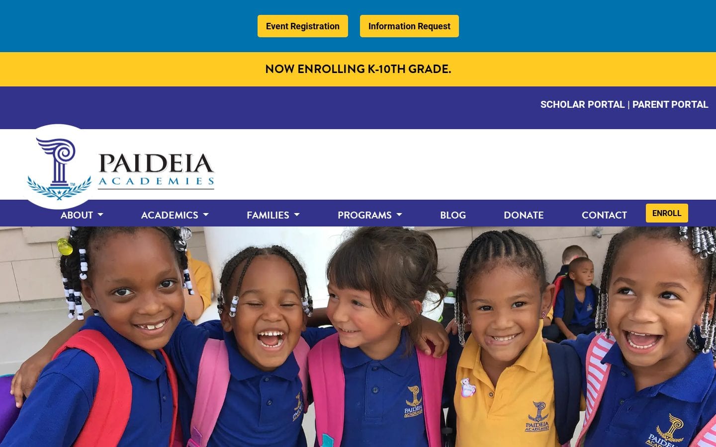 Homepage screenshot of Paideia Academies