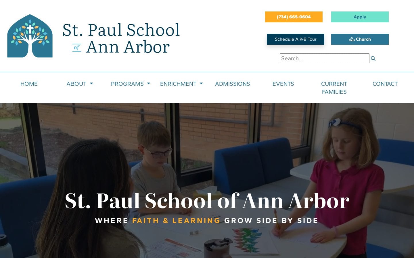 Homepage screenshot of St. Paul Lutheran School