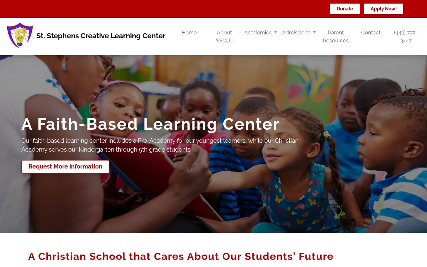 Homepage screenshot of St. Stephen’s Creative Learning Center