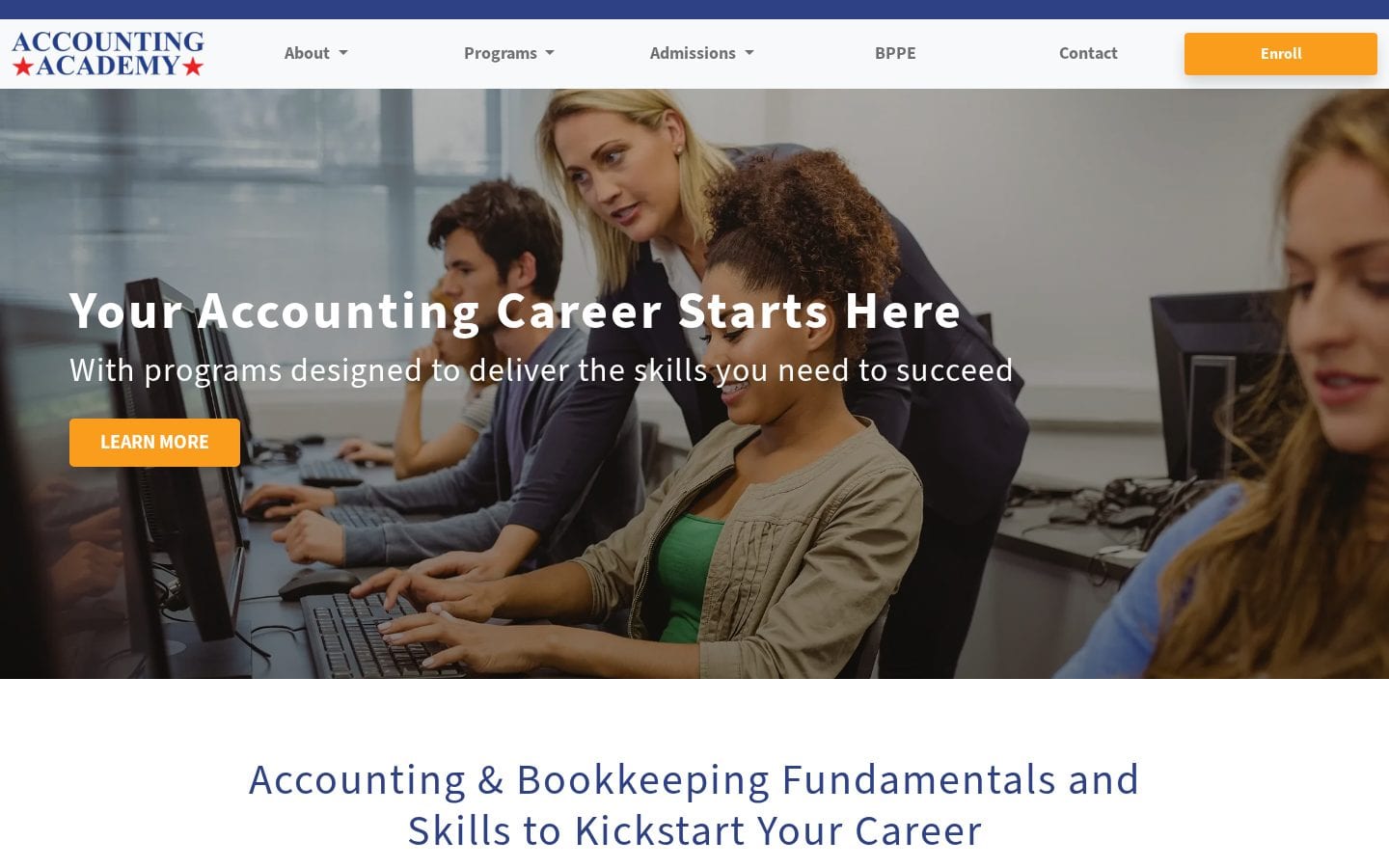 Homepage screenshot of The Accounting Academy