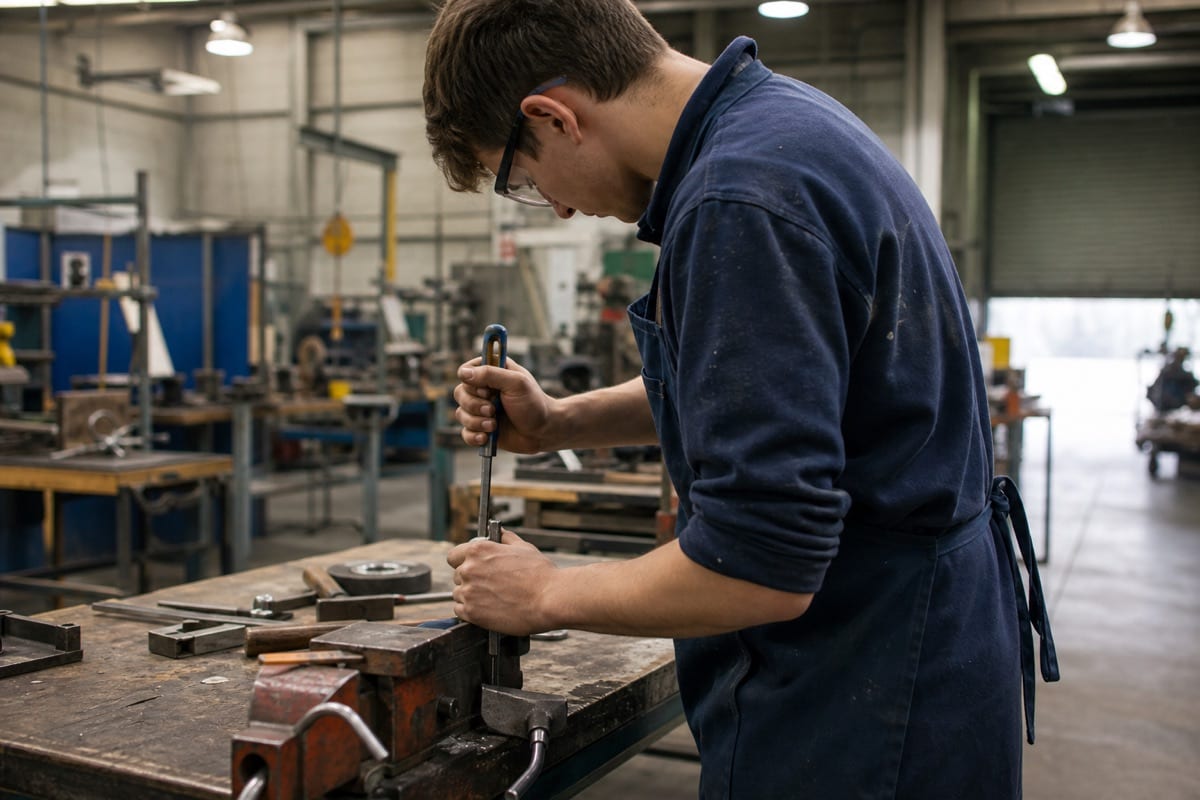 Trade school workshop with a student